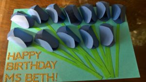 homemade birthday card with paper tulips
