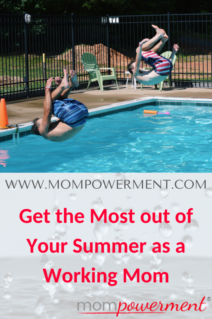 Two boys doing flips into a pool Get the Most out of Your Summer as a Working Mom Mompowerment