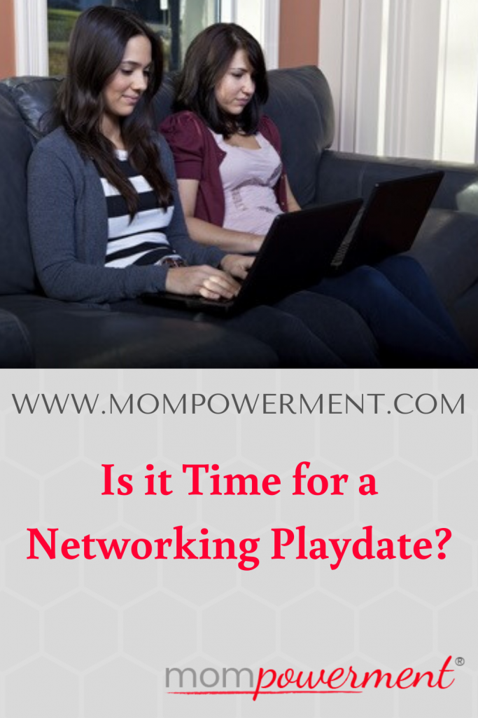 Two moms working on laptops Is it Time for a Networking Playdate? Mompowerment