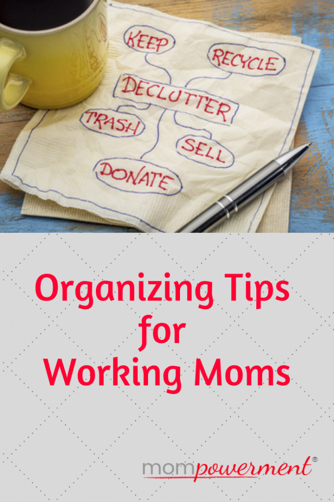 Declutter related concepts on napkin with Organizing Tips for Working Moms Mompowerment