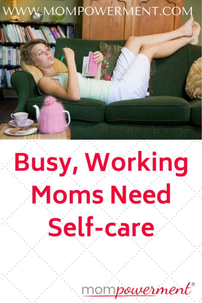 Woman on sofa with journal Busy, Working Moms Need Self-care Mompowerment