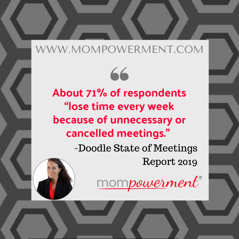71% of respondents lose time every week because of unncessary or cancelled meetings doodle state of meetings 2019 mompowerment