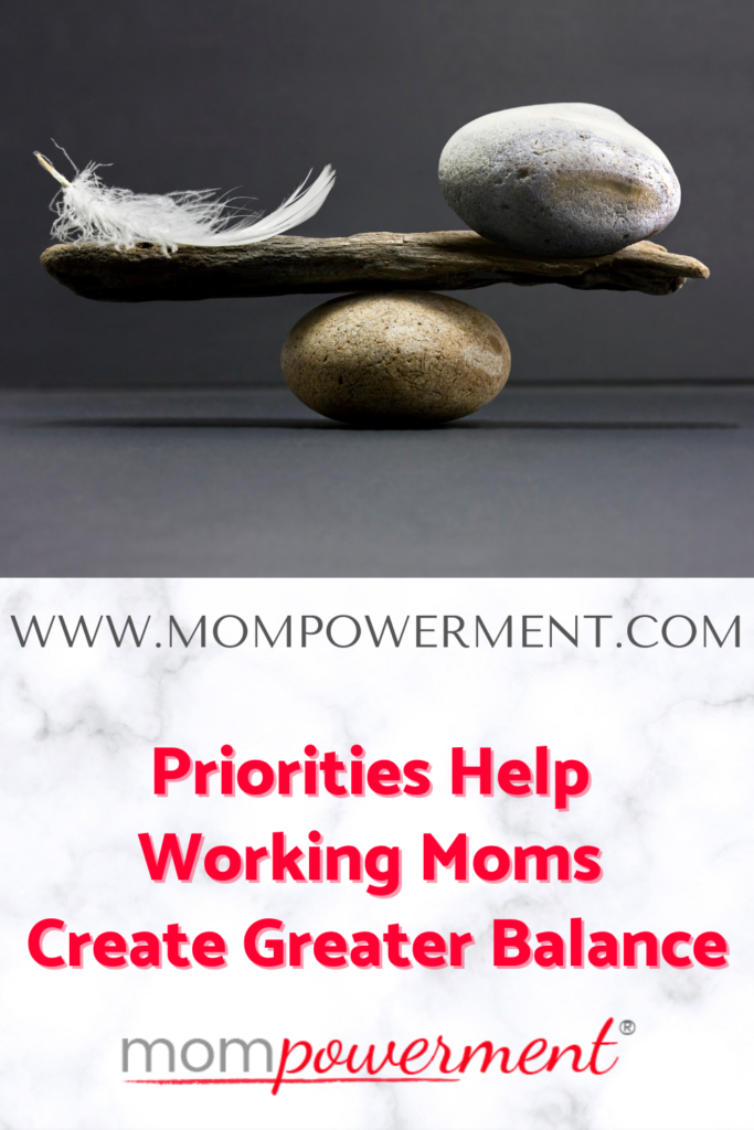 Scale with a feather on one side and rock on the other Priorities Help Working Moms Create Greater Balance Mompowerment