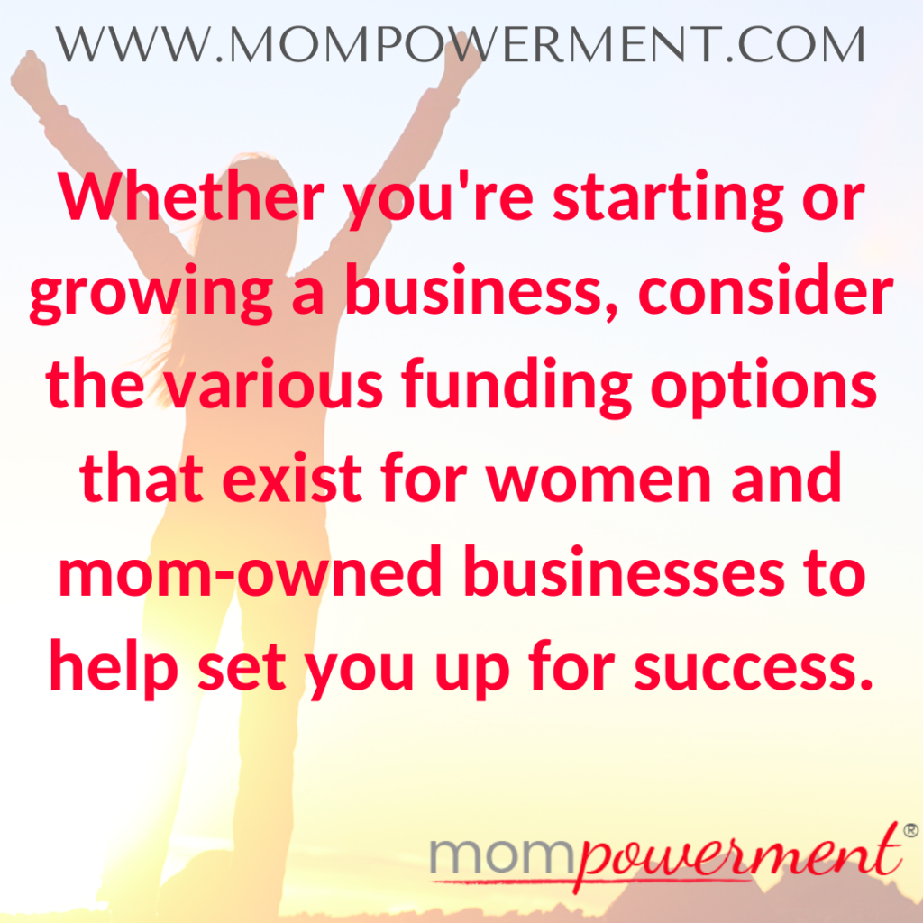 Woman raising her arms with Whether you're starting or growing a business, consider the various funding options that exist for women and mom-owned businesses to help set you up for success Mompowerment